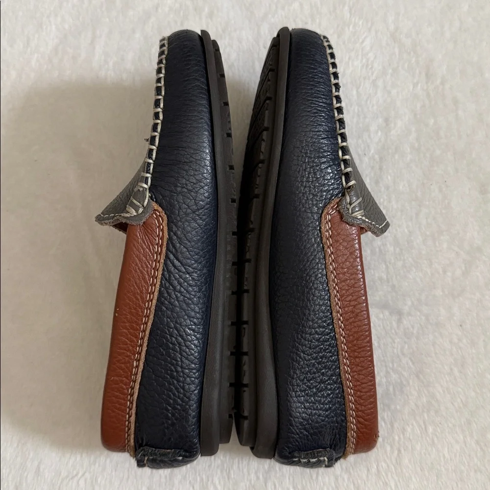 Atlanta Mocassin | Handmade Pebbled Leather Loafers Gray/Blue/Brown EU 30/US 13